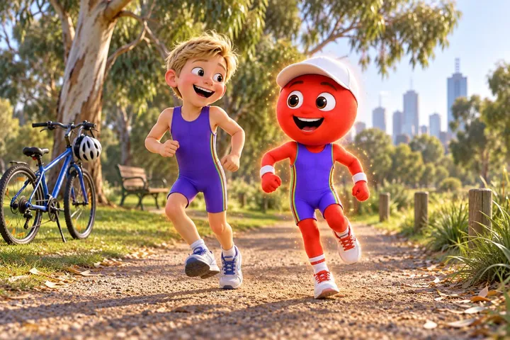 Storyboard: a boy and Dash running through the park