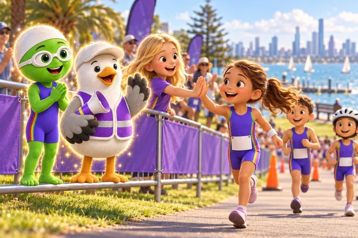 Storyboard: Splash and Gully cheering a crew of racers