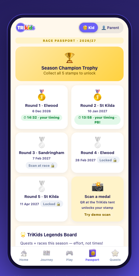 Race Passport with puzzle medal
